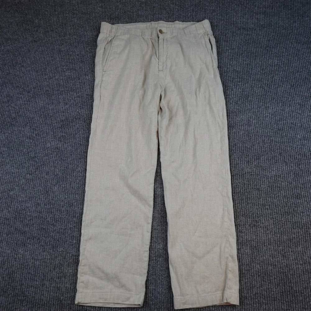 Tommy Bahama Mens Large 34x30 Beige Linen Blend Relaxed Fit Chino Pants